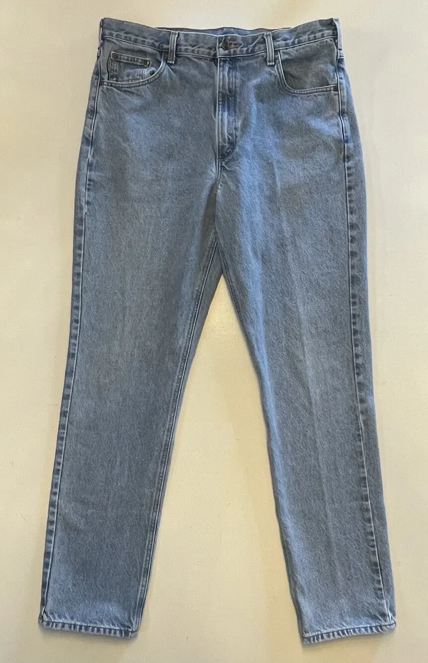 Men Carhartt B18 STW Light Wash Denim Blue Jeans 38 x 36 (Fit: 37 x 35) Straight